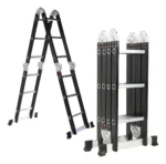 Escada Preta Alumínio Articulável 12 Degraus Edição Premium