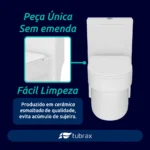 Vaso Sanitário Monobloco Caixa Acoplada Privada Completo Cor Branco - VAB0004 - Imagem 3