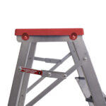 Banqueta Escada Alumínio 3 Degraus 0,65m 120kg Prata e Vermelho Reisam - Imagem 2