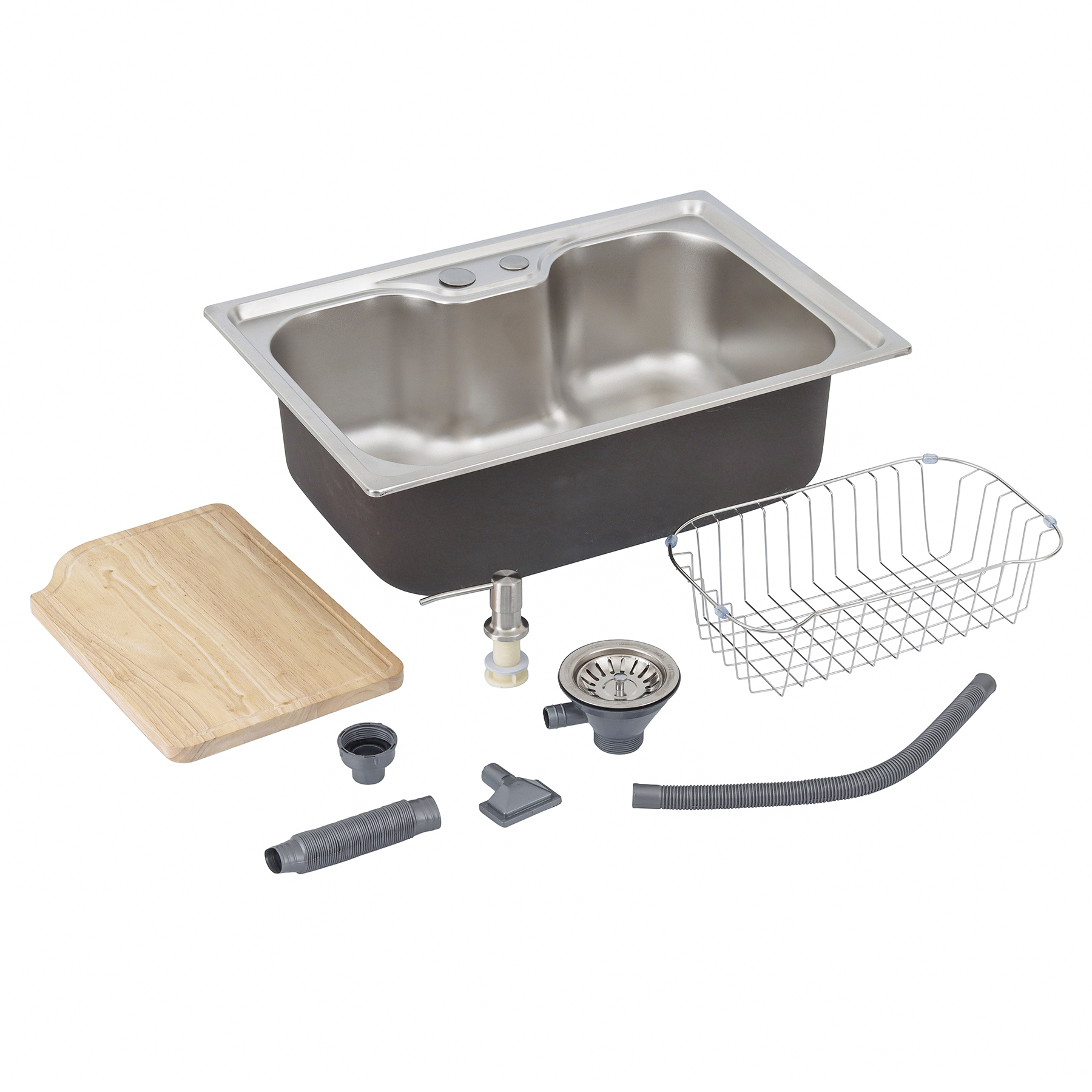 Cuba para Cozinha Gourmet Sobrepor Inox 201 60x42x20cm 0,7mm 4.1/2" com Tábua Cesto e Dosador de Sabão Casablanca - Imagem 3