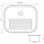 Tanque Inox Lavanderia 45x45 Escovado Completo Com Válvula Brinovar - Imagem 2