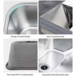 Tanque Inox Lavanderia 45x45 Escovado Completo Com Válvula Brinovar - Imagem 5