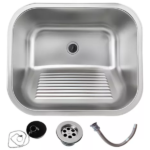 Tanque Inox Lavanderia 45x45 Escovado Completo Com Válvula Brinovar